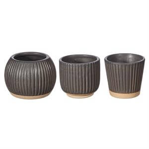 Sass & Belle Grooved Planter Small Black Assorted Vases